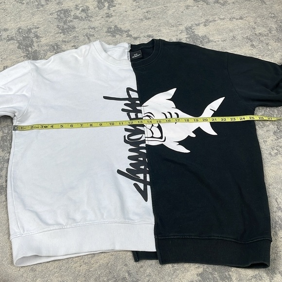 Suamoment 50 50 Split Colorblock Sweatshirt Shark Black White Sz M - Picture 6 of 10